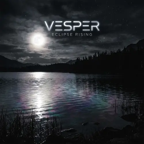 Dark Electropop Album Cover with Moonlit Lake