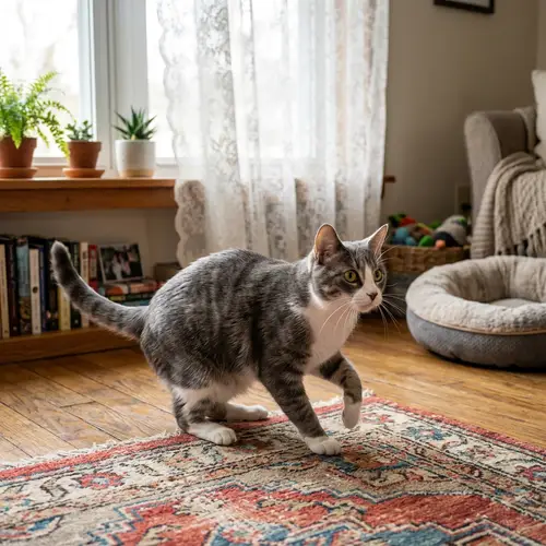 Detailed Image of Medium-Sized Gray and White Domestic Feline