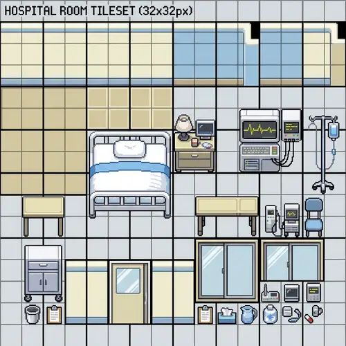 32x32 Hospital Patient Room Tileset Download