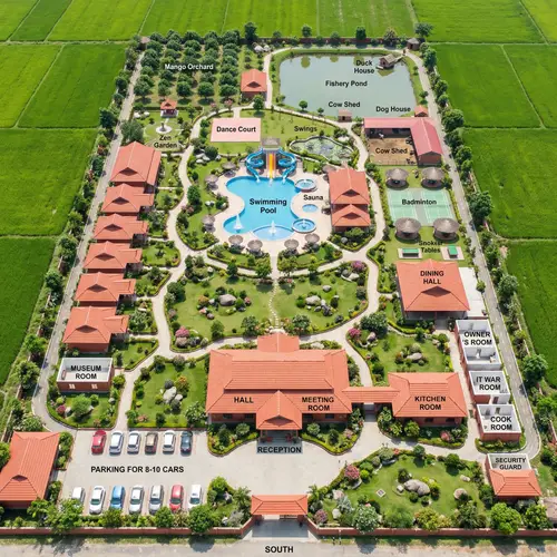 Aerial View of Luxury Resort Complex in Nepal