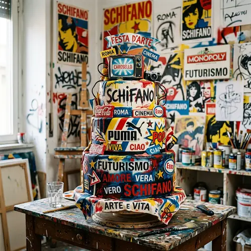 Mario Schifano Inspired Scene Cake Design