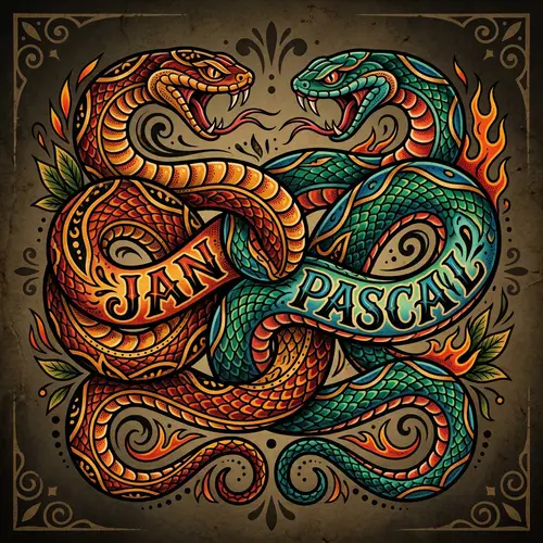 Traditional Style Snakes Jan and Pascal | Digital Drawing