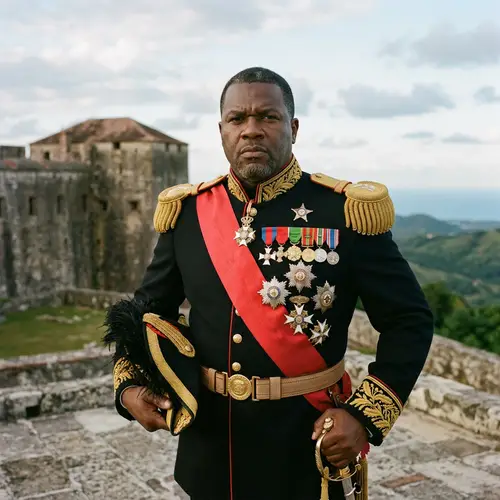 Symbol of Haitian Independence: Historical Figure in Black Military Uniform