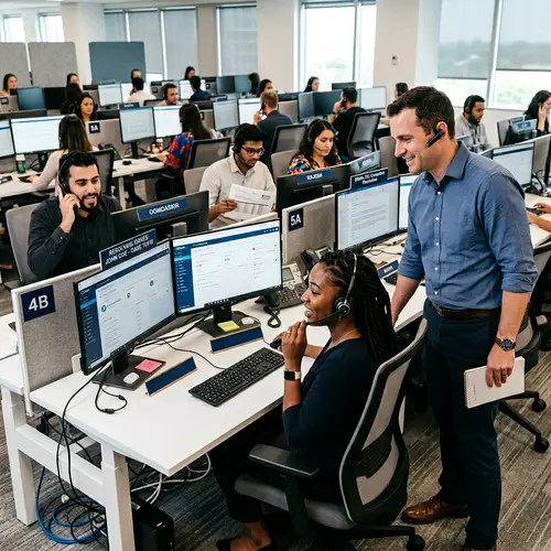 Diverse Call Center Team | Efficient Manager Leading Productivity