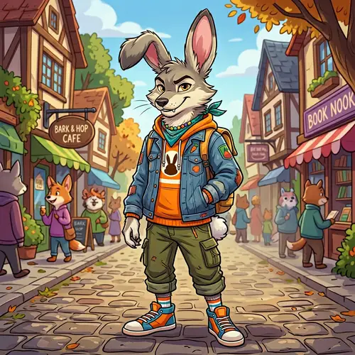 Cartoon Anthro Rabbit-Wolf Hybrid Character Design