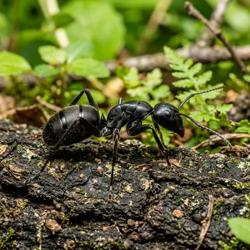 Detailed View of Black Ant - Insect with Six Legs and Segmented Body Parts
