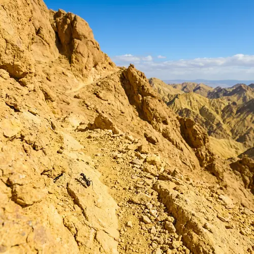 Tiny Ant Crossing Bright Yellow Mountain | Awe-Inspiring Effort