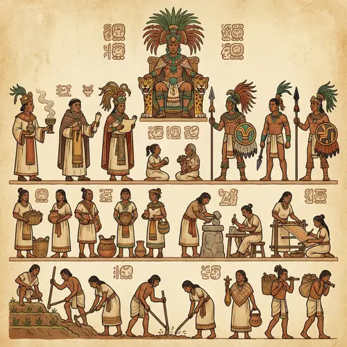 Ancient Mayan Social Hierarchy Illustration