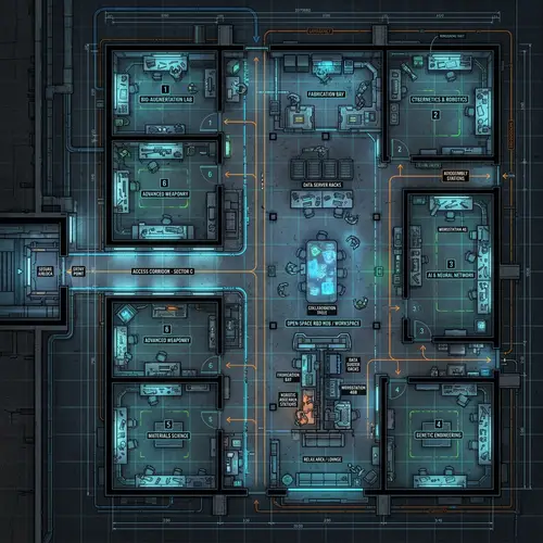 Futuristic Cyberpunk Lab Design Overview