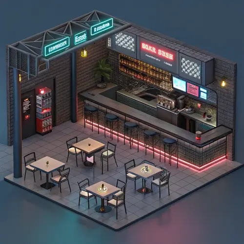 Cyberpunk Bar Floorplan Design