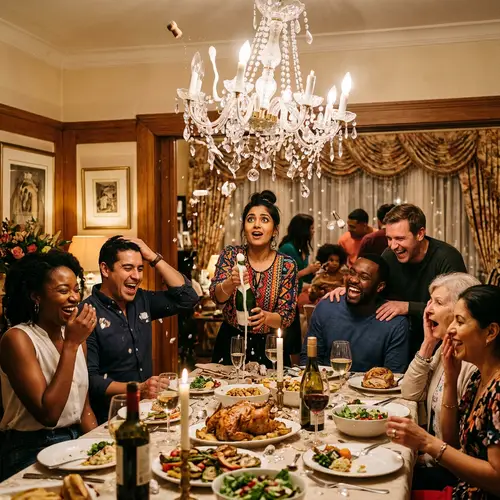 Hilarious Dining Room Champagne Cork Incident: Laughter & Chaos