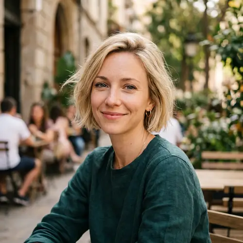 Caucasian Woman with Petite Eyes - Short, Blonde Hair