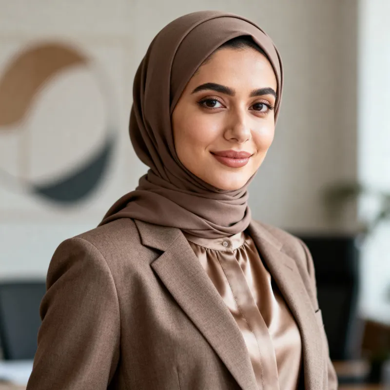 Stylish Office Portrait: Professional Woman in Hijab