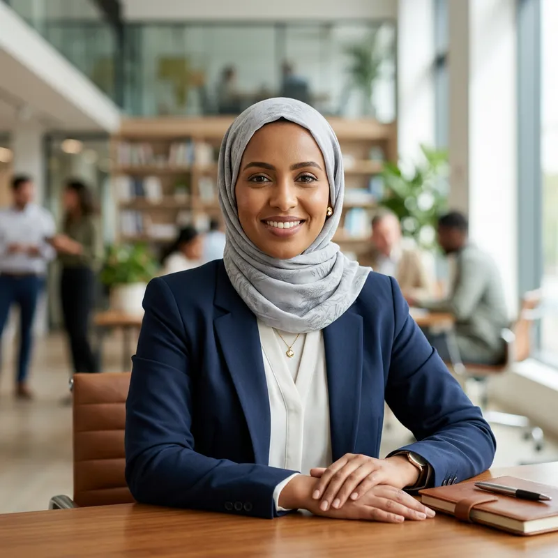 Stylish Office Portrait: Professional Woman in Hijab Stylish Office Portrait: Professional Woman in Hijab