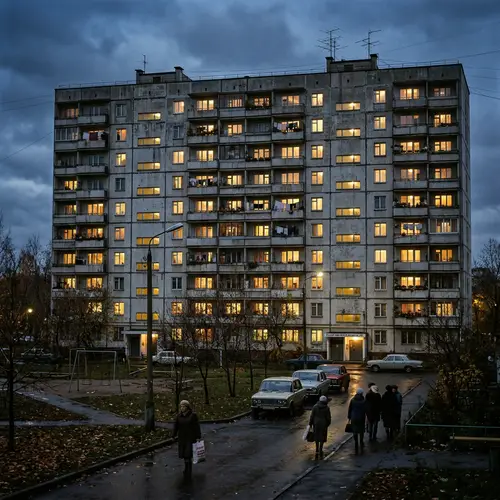 1989 Panelka House - Retro Style Aesthetic Evening Scene