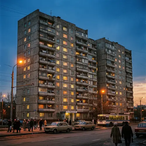 Vintage Panelka House Photo 1989 | Retro Soviet Union Aesthetic
