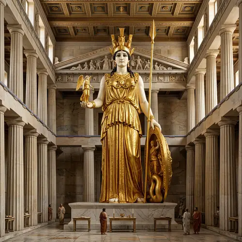 Goddess Athena Statue in the Parthenon