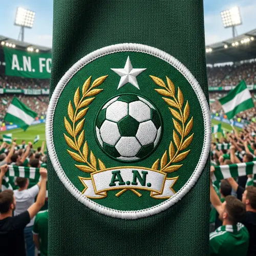 Soccer Team Badge - Green Background with Football and Laurel Wreath