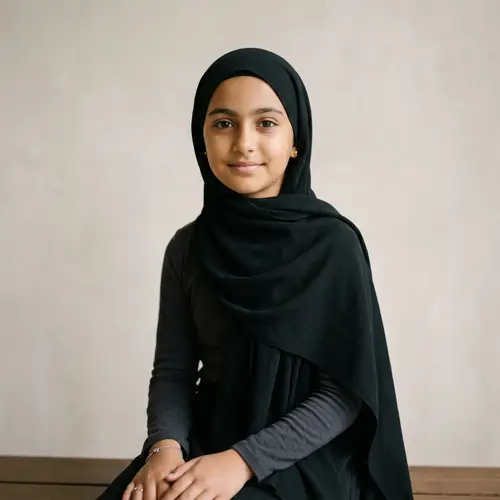 Black Hijab-Wearing Middle-Eastern Girl | Calm & Composed
