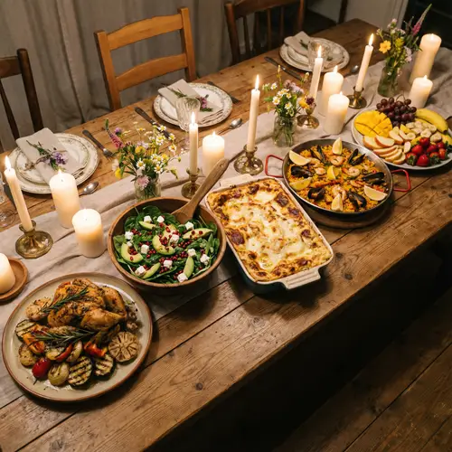 Elegant Prepared Meals | Roasted Chicken, Lasagna, Paella & Fruit Platter