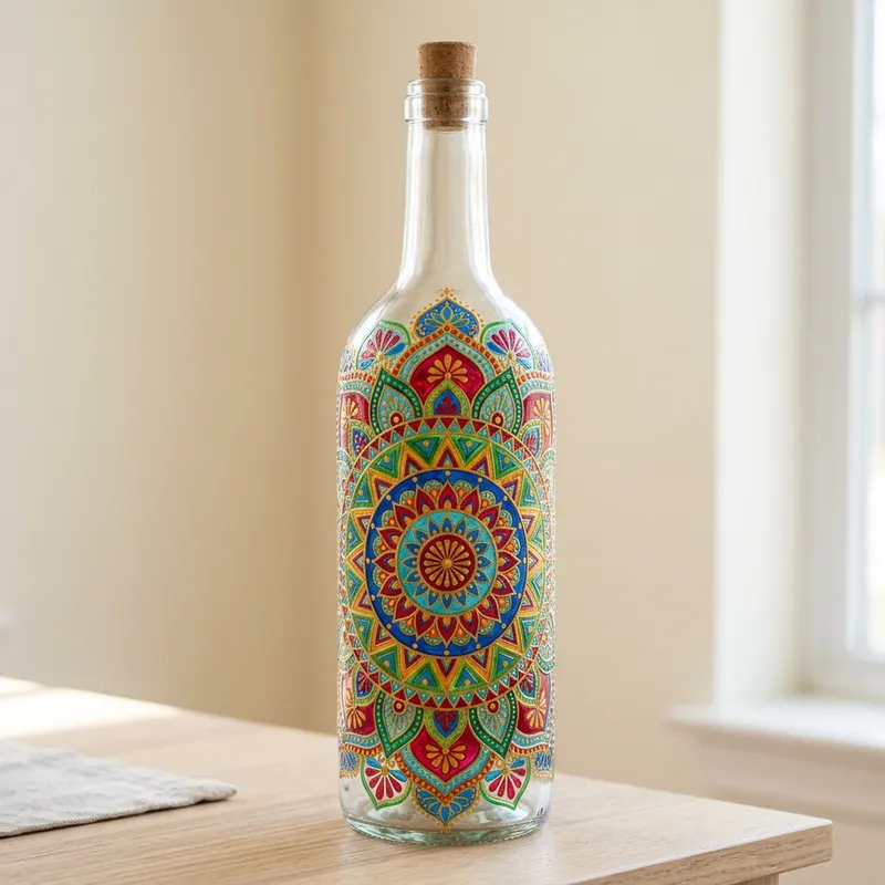 Colorful Mandala Bottle Art