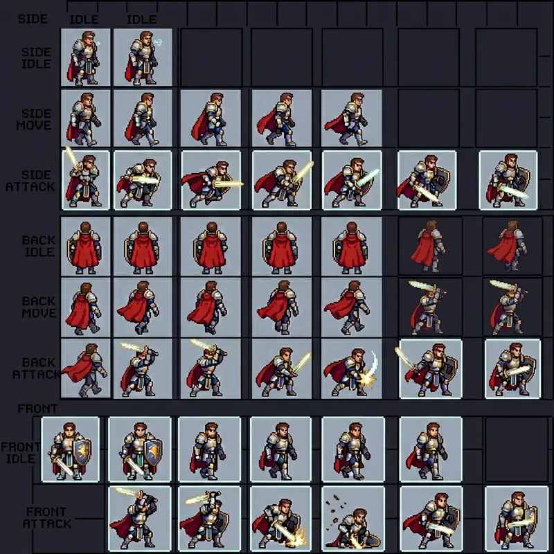 Detailed Dungeons and Dragons Pixel Art Sprite Sheet - Character Frames