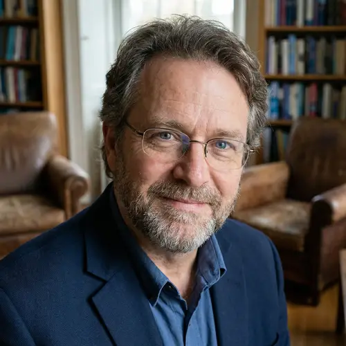 Detailed Portrait of Wise and Kind Middle-aged Caucasian Man