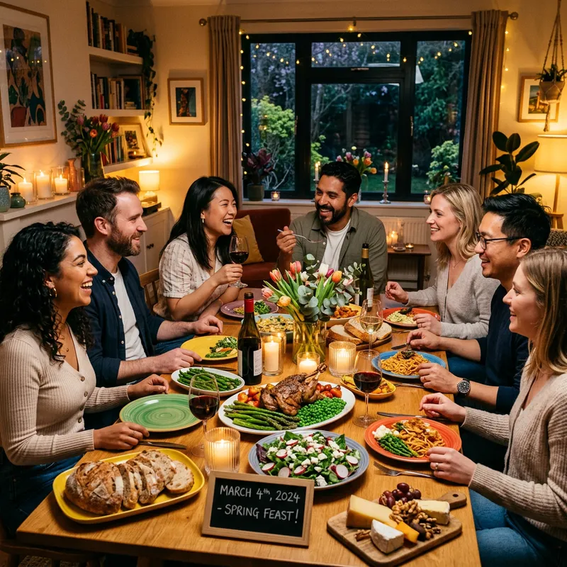 Vibrant Festive Dinner with Diverse Guests Mar 4th, 2024