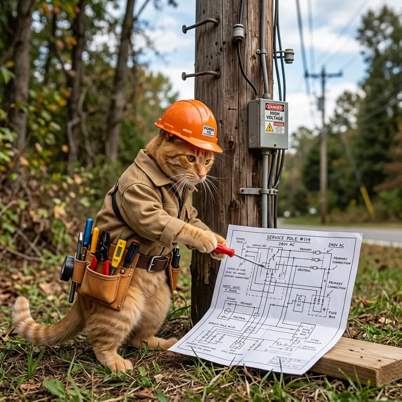 Ginger Cat Electrician: Adorable Feline with Tools