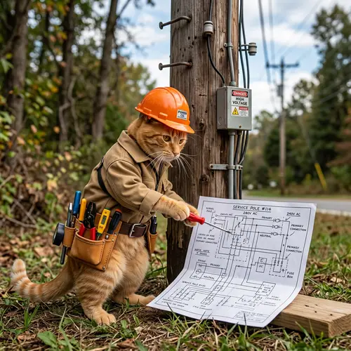 Ginger Cat Electrician: Cute Feline Fixing Wires