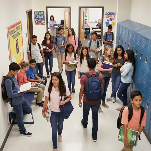 Diverse School Scenario: Students Engaged in Learning Activities