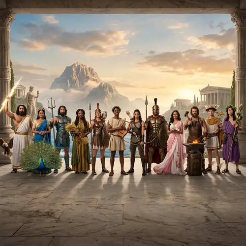 Diverse Representation of the Twelve Olympians from Greek Mythology