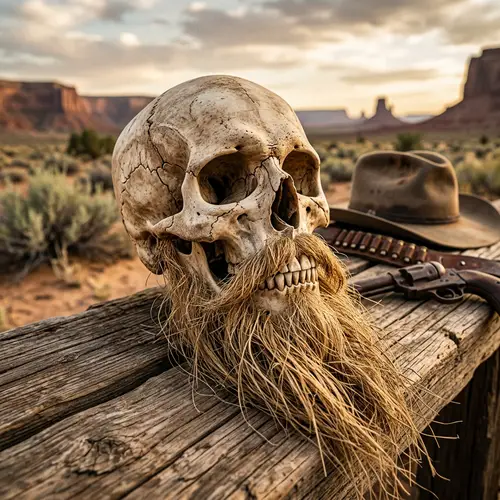Cowboy Skull with Long Beard: Symbolic Western Spirit