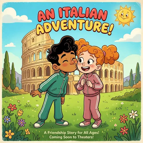 Disney Pixar Style Poster: Kids at the Colosseum