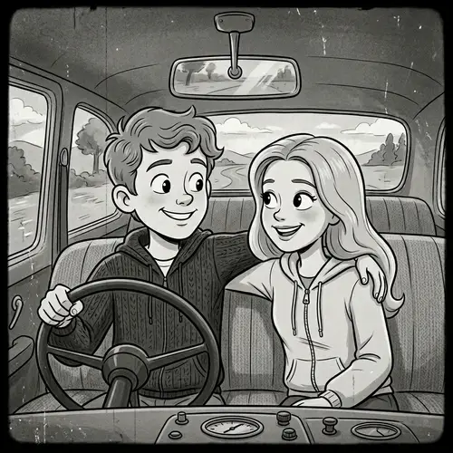 Charming 20th Century Style Poster of a Boy and Girl