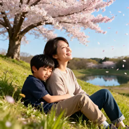 Mother and Son in a Beautiful Background