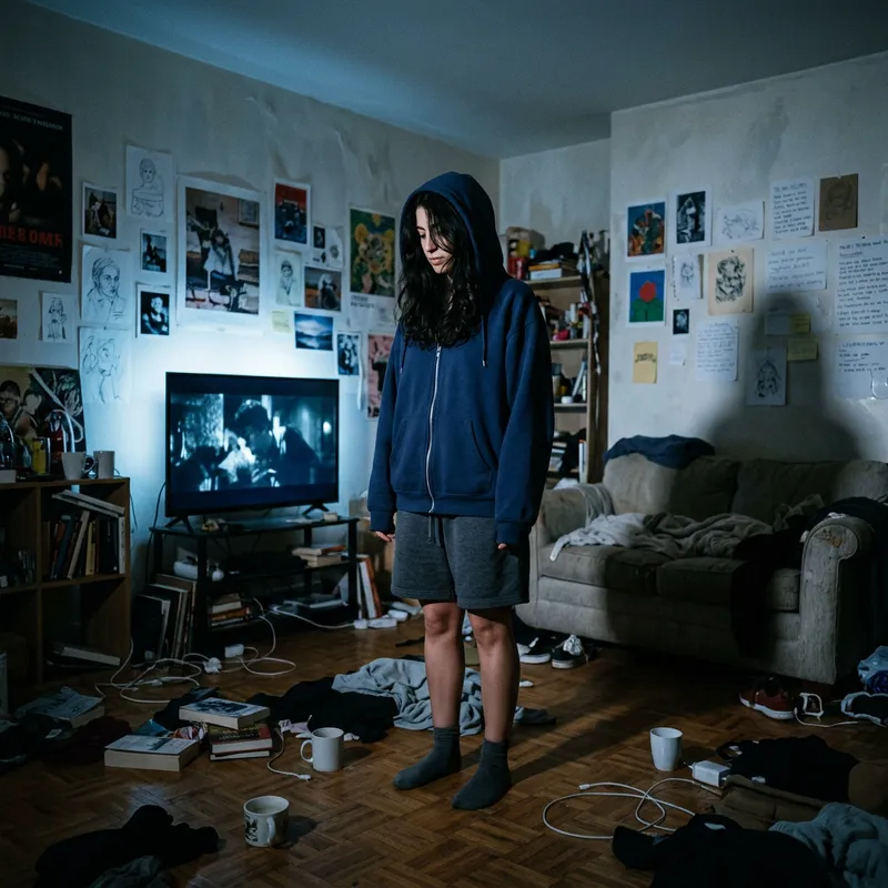 Melancholic Reflections: A Young Woman in Shadows Melancholic Reflections: A Young Woman in Shadows