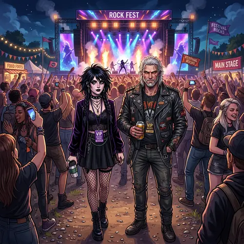 Female Sorceress & Male Monster Hunter at Modern Rock Festival