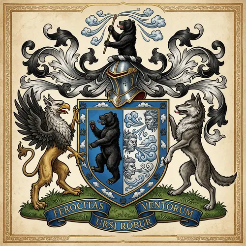 Coat of Arms Featuring Black Bear and Winds