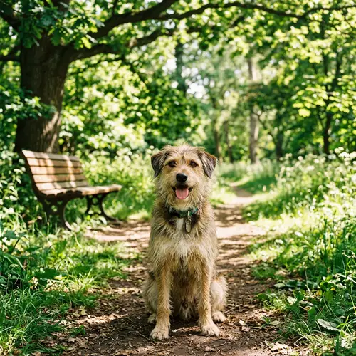 Friendly Domestic Dog in Lush Green Park | Perfect for a Walk