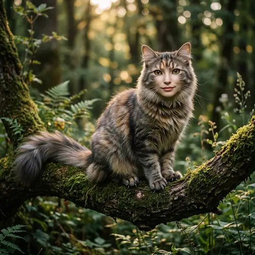 Unique Feline Creature with Human-Like Face Features