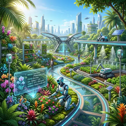 Futuristic Smart Garden - Harmony of Nature and Technology