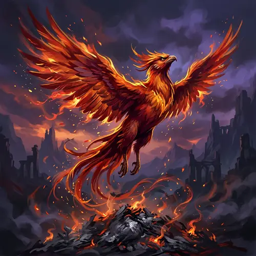 Majestic Phoenix Rising: A Vibrant Digital Painting