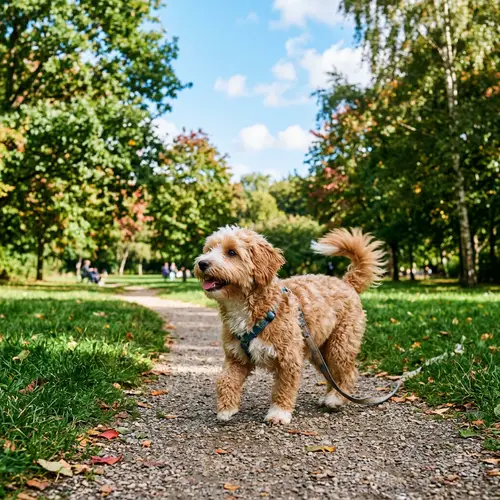 Playful Fluffy Dog Walking in Green Park | Sunny Day Joy