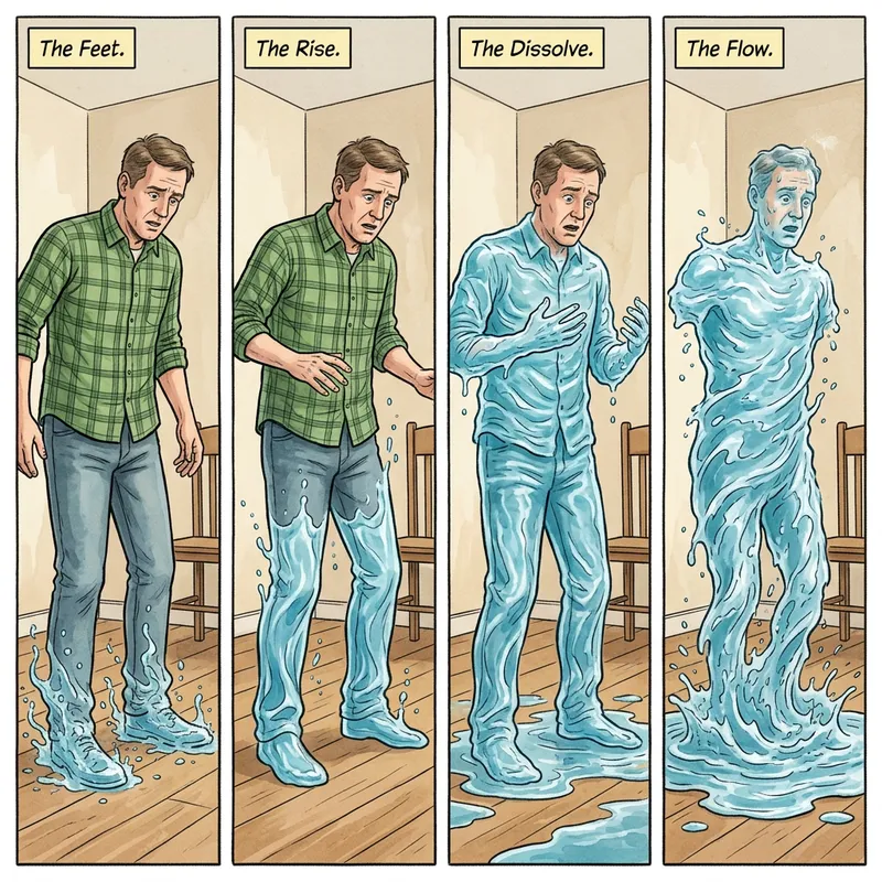 Man Transforming into Water - Surreal Sequence Illustration Man Transforming into Water - Surreal Sequence Illustration