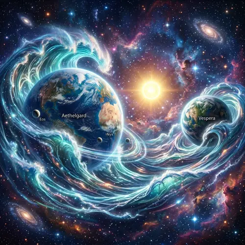 Planets with Surrounding Waves - Stunning Imagery