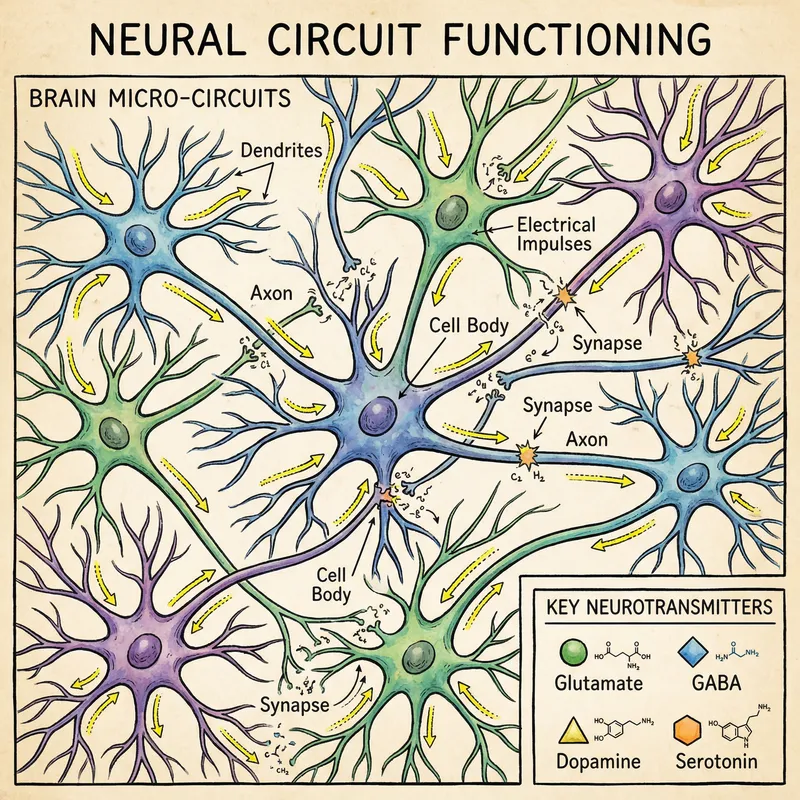 Colorful Illustration of Neural Circuit Functioning