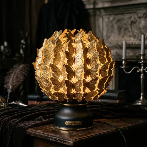 Luxury McQueen & Seletti Lamp in Golden Butterfly Design