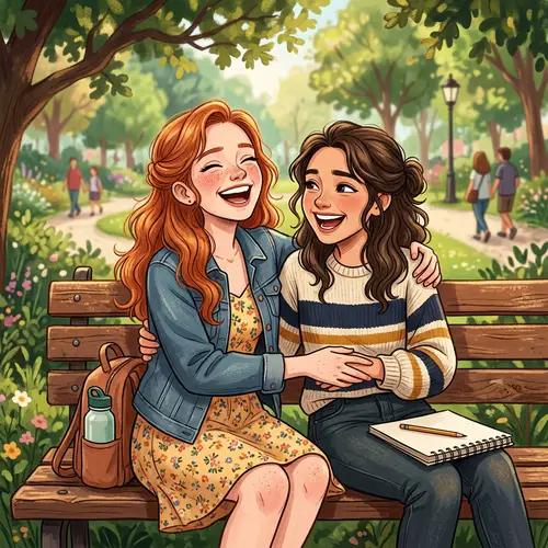 Youthful Friendship Illustration | Joyful Best Friends Artwork