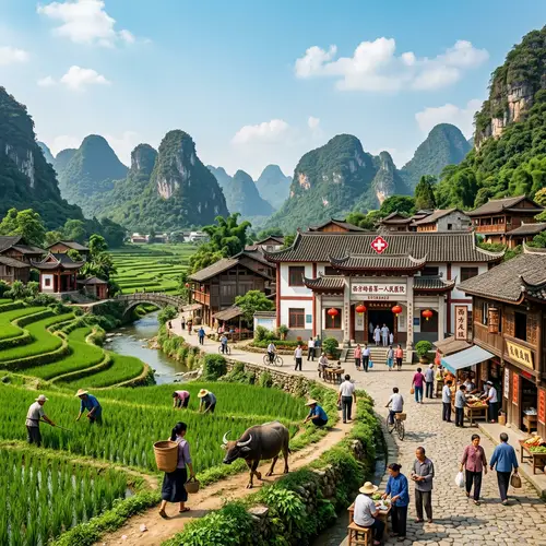 Rural Landscape Scene in Western Ridge County | Traditional Chinese Architecture